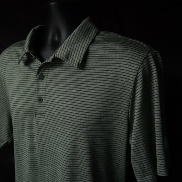 Adidas Golf Sage Green Striped Performance Polo (M) Flawless! ⛳️ - Picture 7 of 7